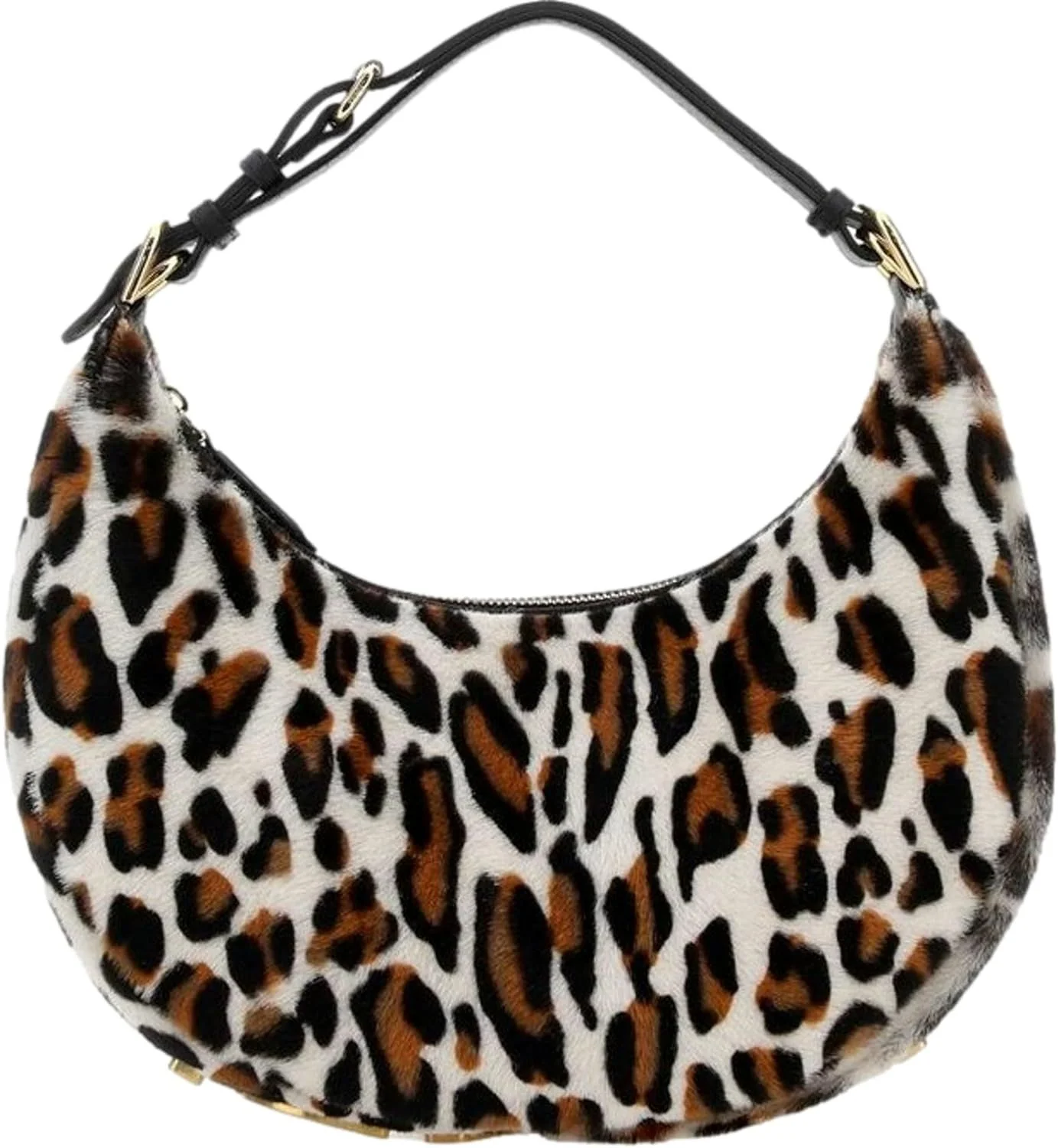 FENDI Fendigraphy Leopard Print Leather & Fur Hobo