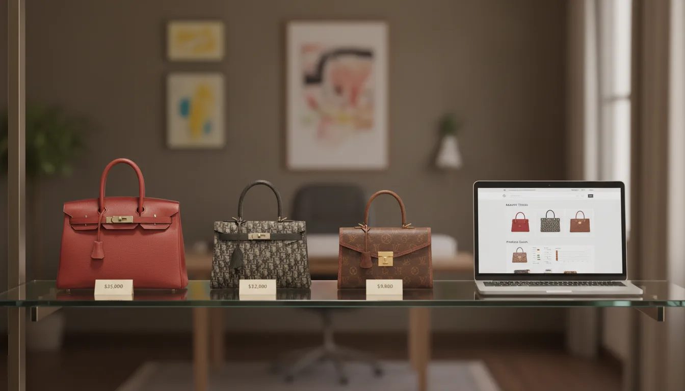 Luxury handbag resale market analysis showing brand value retention