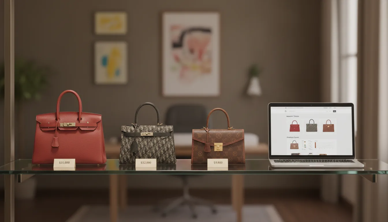 Luxury handbag resale market analysis showing brand value retention