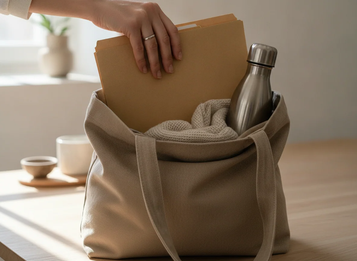 Tote bags set out side by side