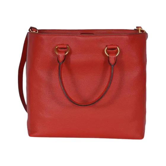 Prada Rosso Red Vitello Phenix Leather Shopping Tote