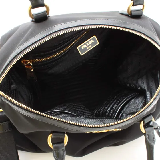 Prada Womens Two Way Black Tessuto Nylon Tote
