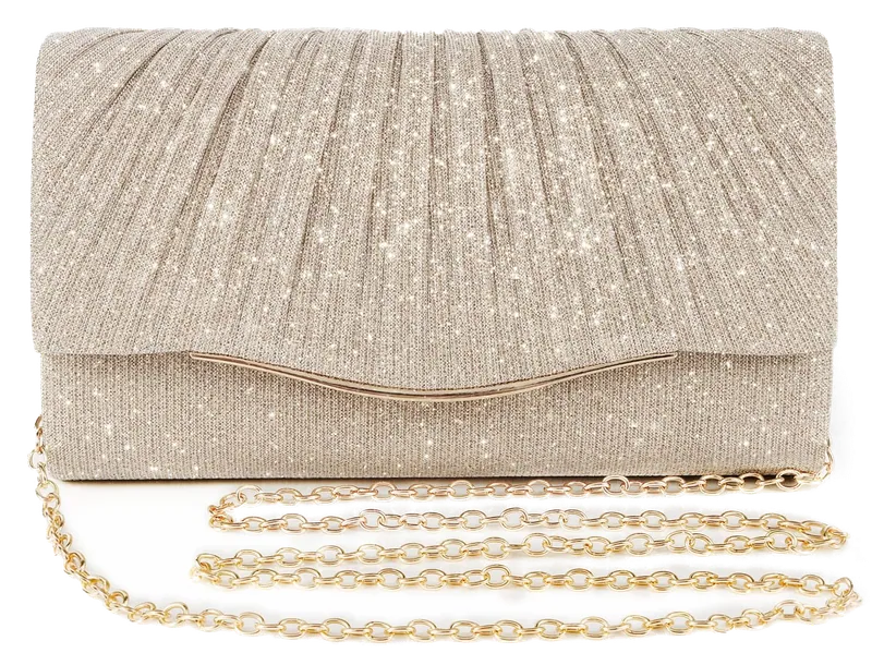 A sequined clutch built around a 47-inch chain