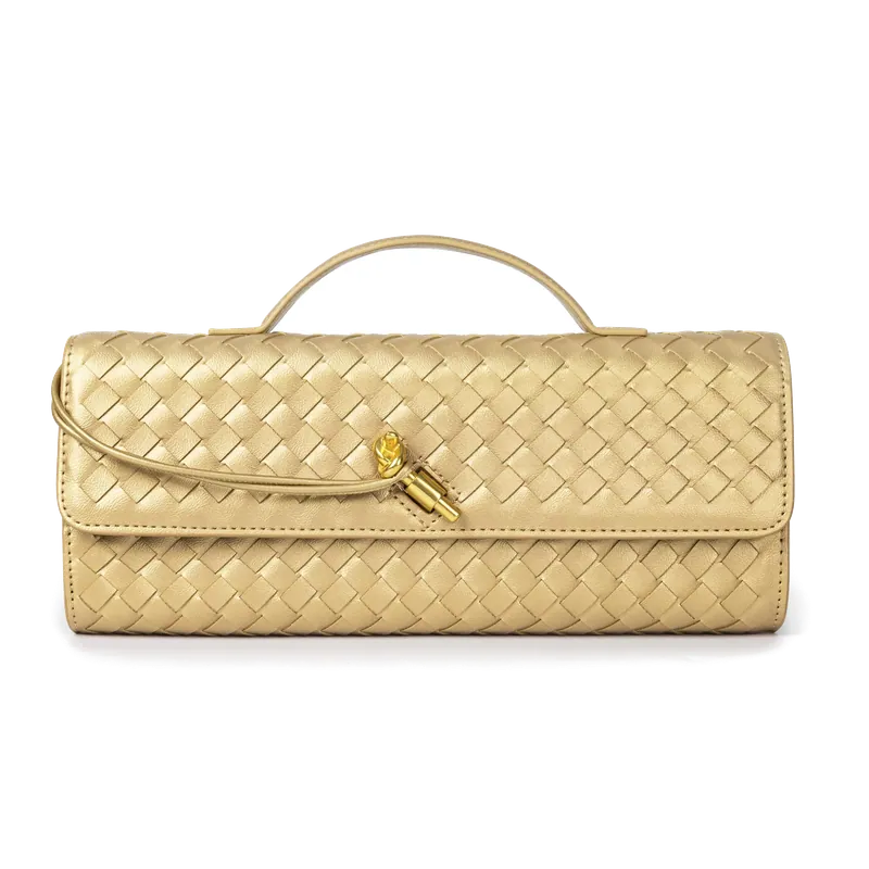 The woven leather clutch that doubles as a crossbody